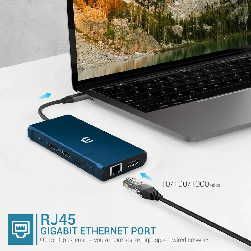 Ultimate USB-C Docking Station 12-in-1 Triple Display Hub with HDMI DP USB VGA