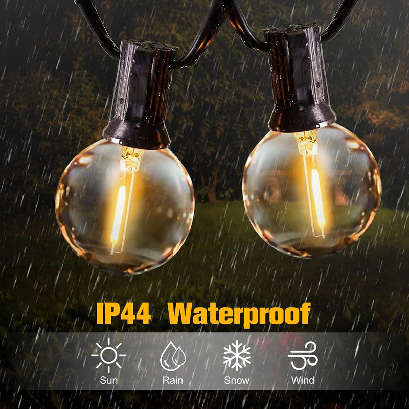 G40 LED Fairy Lights Outdoor 10m – 28 Warm White Bulbs + 2 Spare, Waterproof