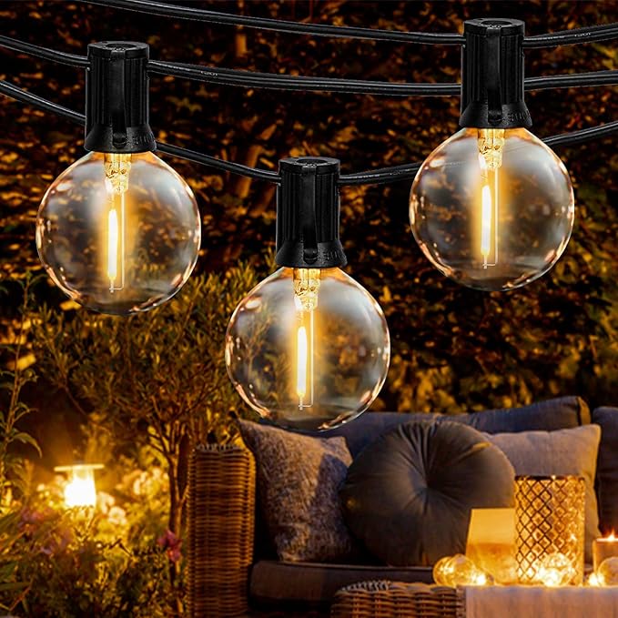G40 LED Fairy Lights Outdoor 10m – 28 Warm White Bulbs + 2 Spare, Waterproof