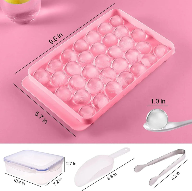 Reusable Ice Cube Tray With Container Scoop & Tongs BPA Free Makes 66 Ice Balls