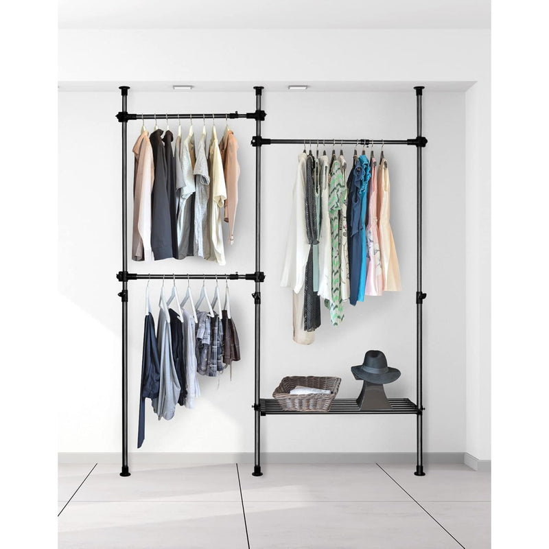 QWORK Heavy Duty Clothes Storage System, 50kg Capacity Rack for Dorms & Bedrooms