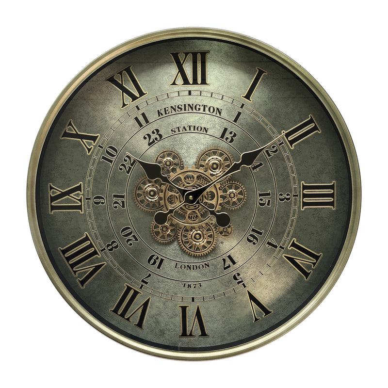 AcaciaHome Durable Gear Wall Clock with Moving Gears, Roman Numerals, Art Deco Skeleton Design, Elegant Home or Office Décor for Living Room, Hallway, Dining Room