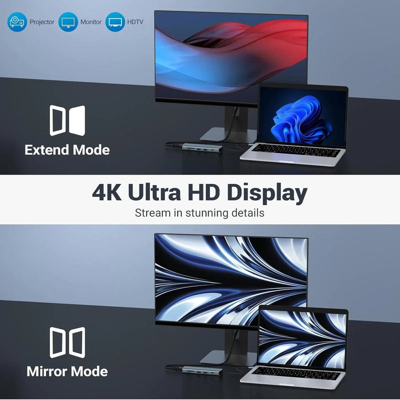USB C Docking Station 9 in 1 HDMI 4K@30Hz HDMI SD/MicroSD & More