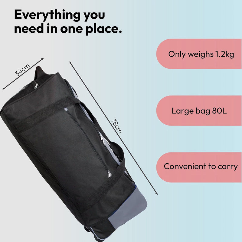 Large Foldable Suitcase Wheeled Holdall Travel Bag with Wheels Lightweight iN Bag