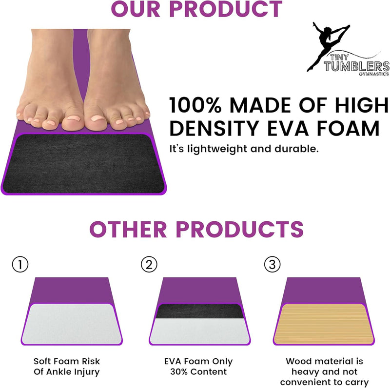 Balance Beam Gymnastics Kids 240cm Folding Foam Purple Training TINY TUMBLERS