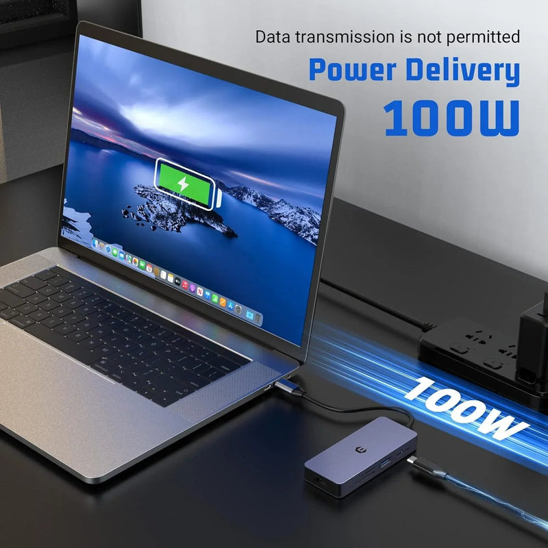 USB-C Hub Adapter 7-in-1 4K HDMI, 100W PD USB 3.0 Ports SD/TF Card Reader