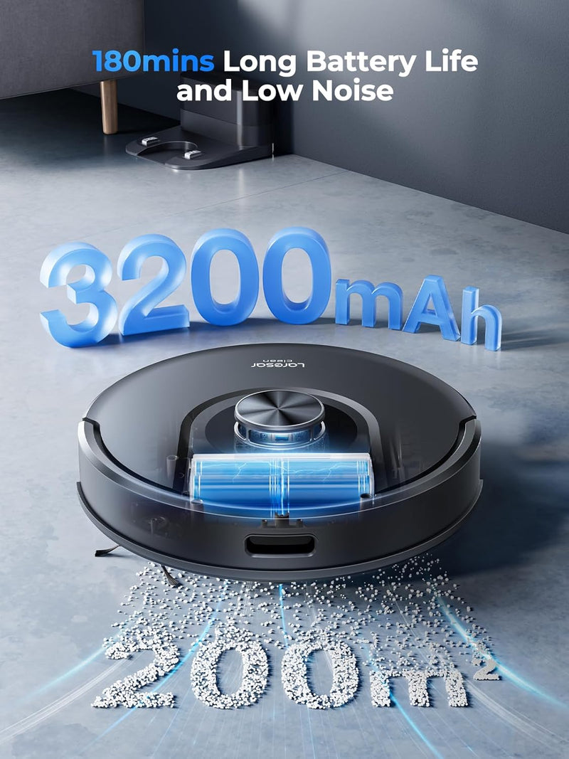 Laresar Mars01 Robotic Vacuum Cleaner with Mop | 8000Pa Suction | Lidar Navigation | 180-Min Battery | Alexa, App and Voice Control | Pet Hair, Carpet and Hard Floor