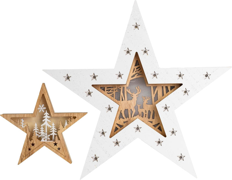 Wooden Double Layer Detachable LED Star Decoration