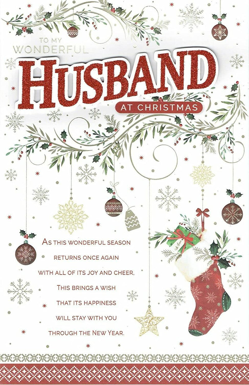 Wonderful HUSBAND - FABULOUS EX-LARGE CHRISTMAS Card