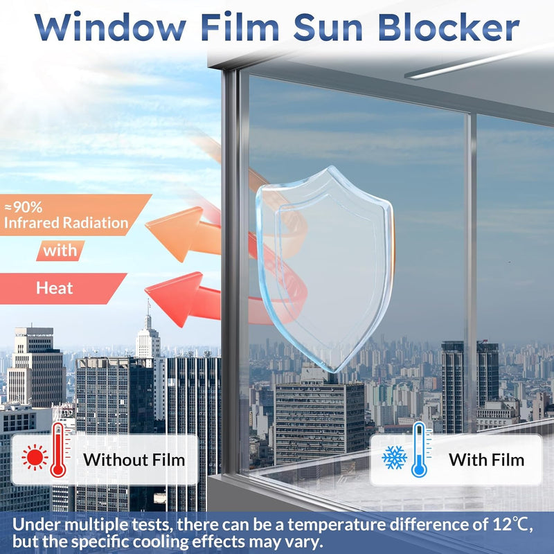 Home Window Privacy Film One Way Mirror 75x400cm Silver Heat Control Adhesive