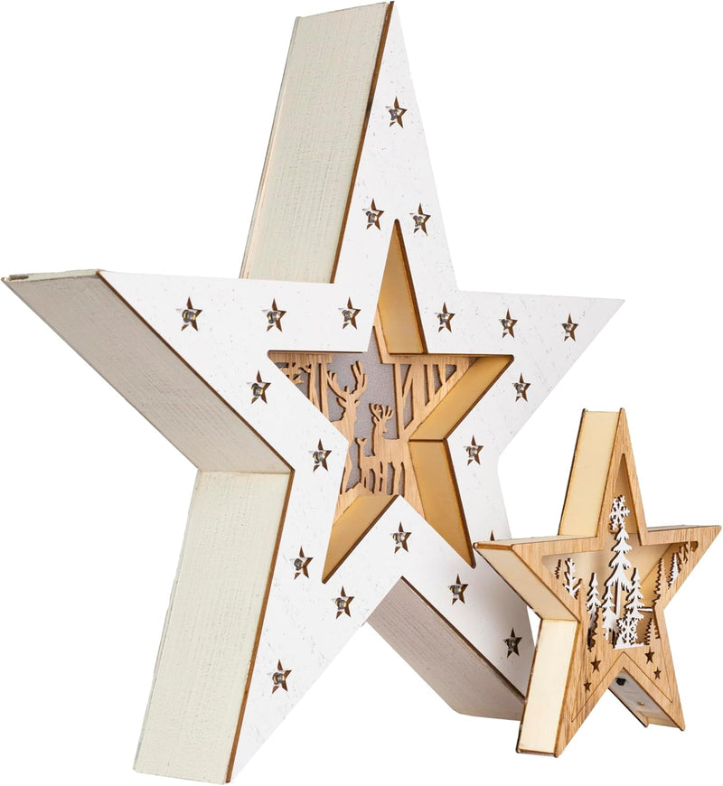 Wooden Double Layer Detachable LED Star Decoration