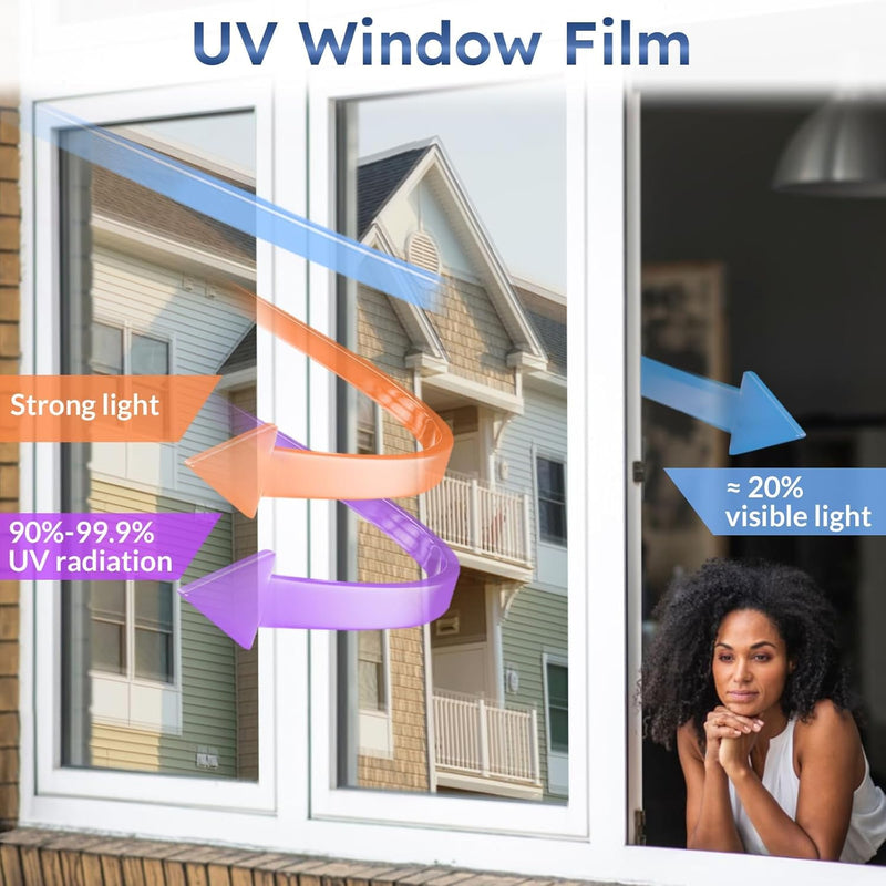 Home Window Privacy Film One Way Mirror 75x400cm Silver Heat Control Adhesive
