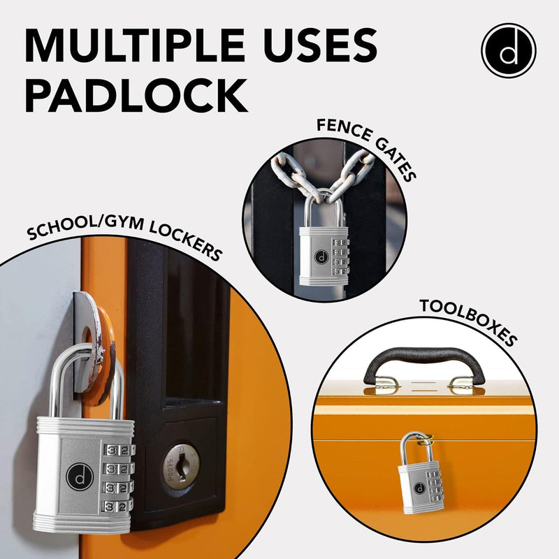 4 Digit Combination Padlock Weatherproof Gym Gate Storage Lock Desired Tools