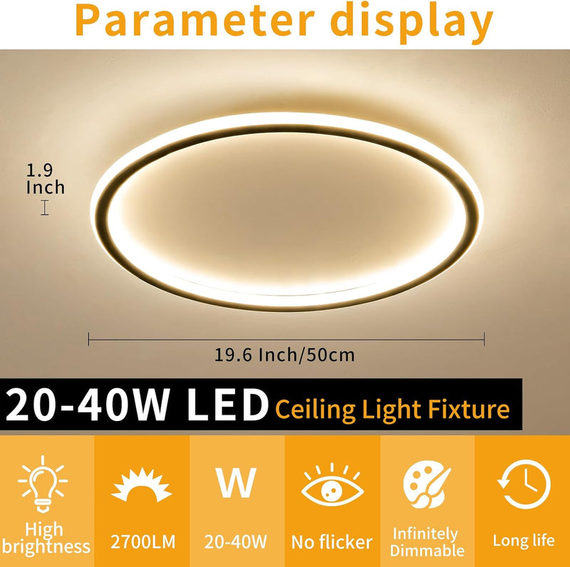 Dimmable Ceiling Light 50cm LED Remote 3 Colour Adjustable Brightness Mikeru