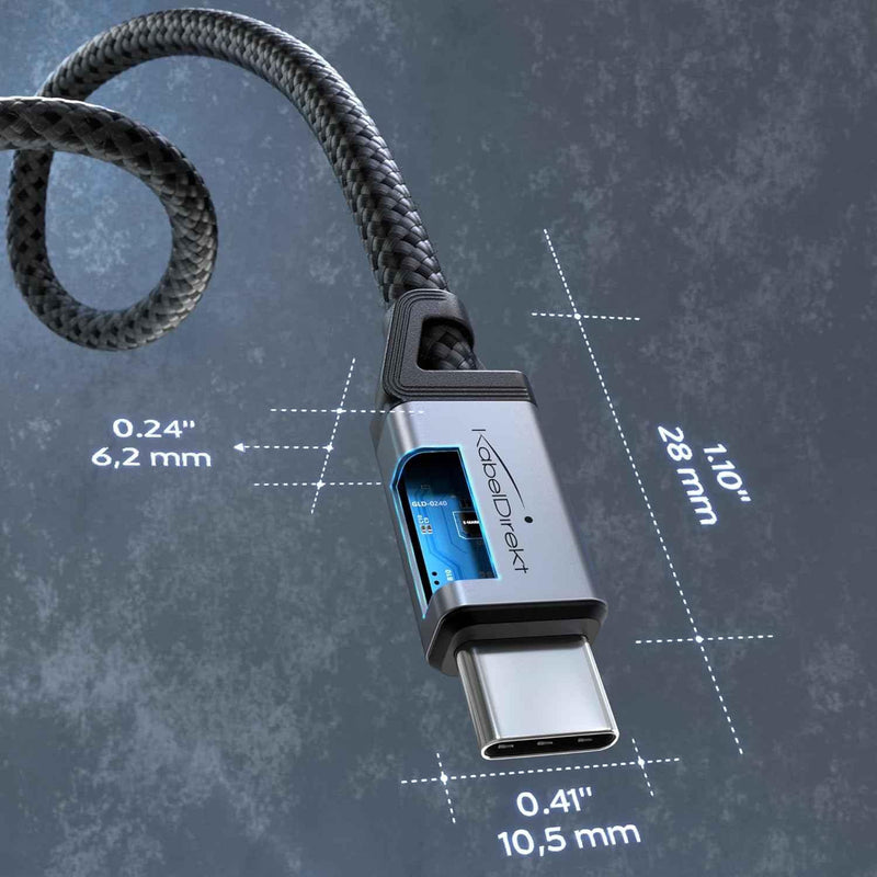 USB C Cable for Fast Charging Break-Resistant Metal Plugs Nylon Braiding 1m 2 Pk