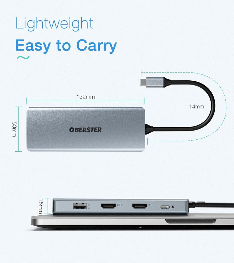 USB-C Docking Station 12-in-1 for Win/Mac with Triple Display Multi-Functional