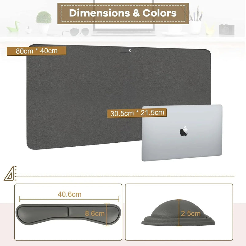 Desk Protector Faux Leather Multifunctional Office 80cm * 40cm - Truffle Grey