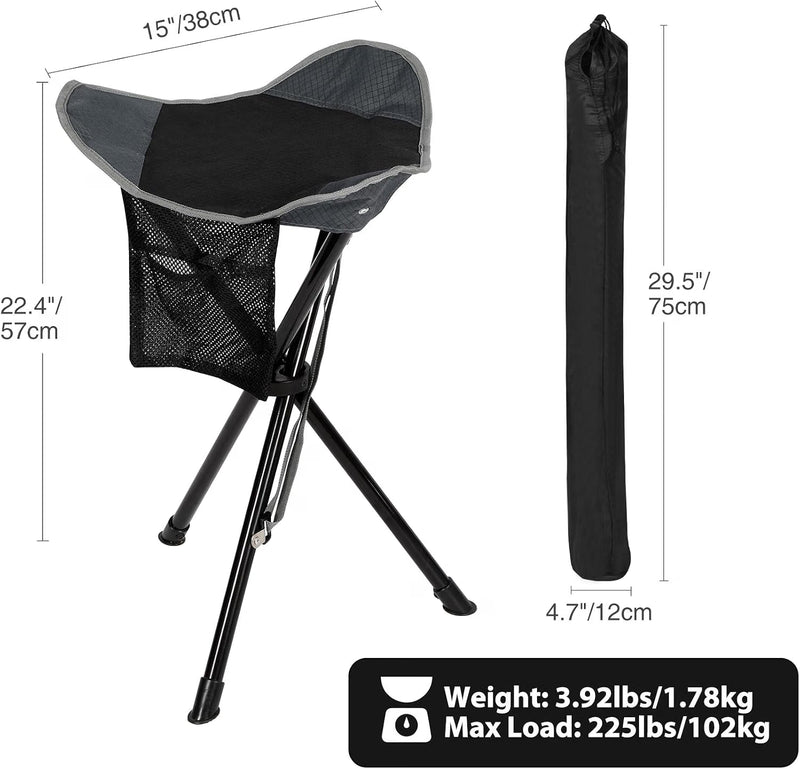 Folding Tripod Stool 22.4 Inch 2 Pack Lightweight Portable Black REDCAMP Camping