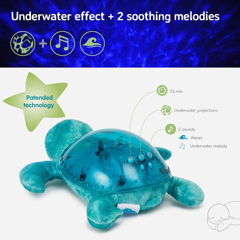 Cloud B Tranquil Turtle Rechargeable Projector Nightlight with White Noise Soothing Sounds - Ocean Blue