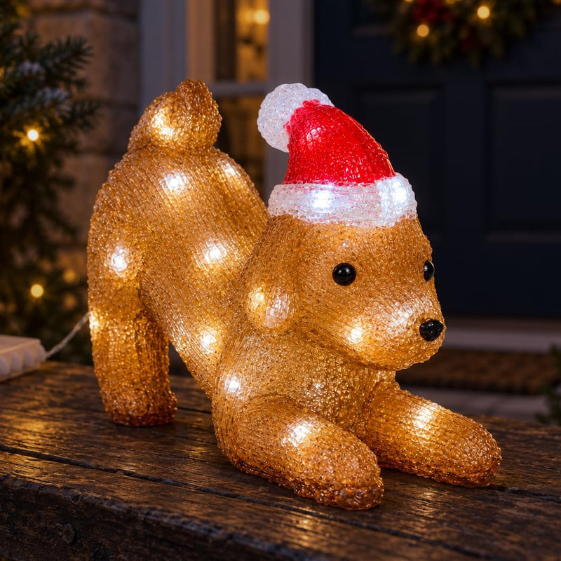 Light Up Acrylic Puppy Christmas LED Decoration