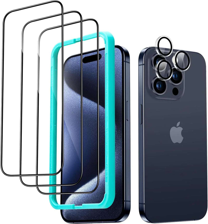 iPhone 15 Pro Max Premium Screen Protectors - 3 Pack + Lens Protector 2 lots = 6