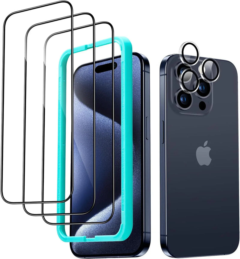 iPhone 15 Pro Max Premium Screen Protectors - 3 Pack + Lens Protector 2 lots = 6