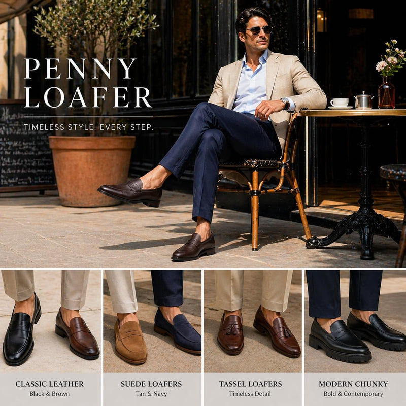 QUIVE London Ventor Men's Leather Penny Loafers