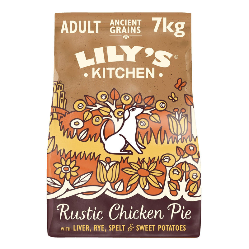 Lily's Kitchen Dog Organic Chicken Bake Adult Dry Food - 7kg / 1kg - Case of 4