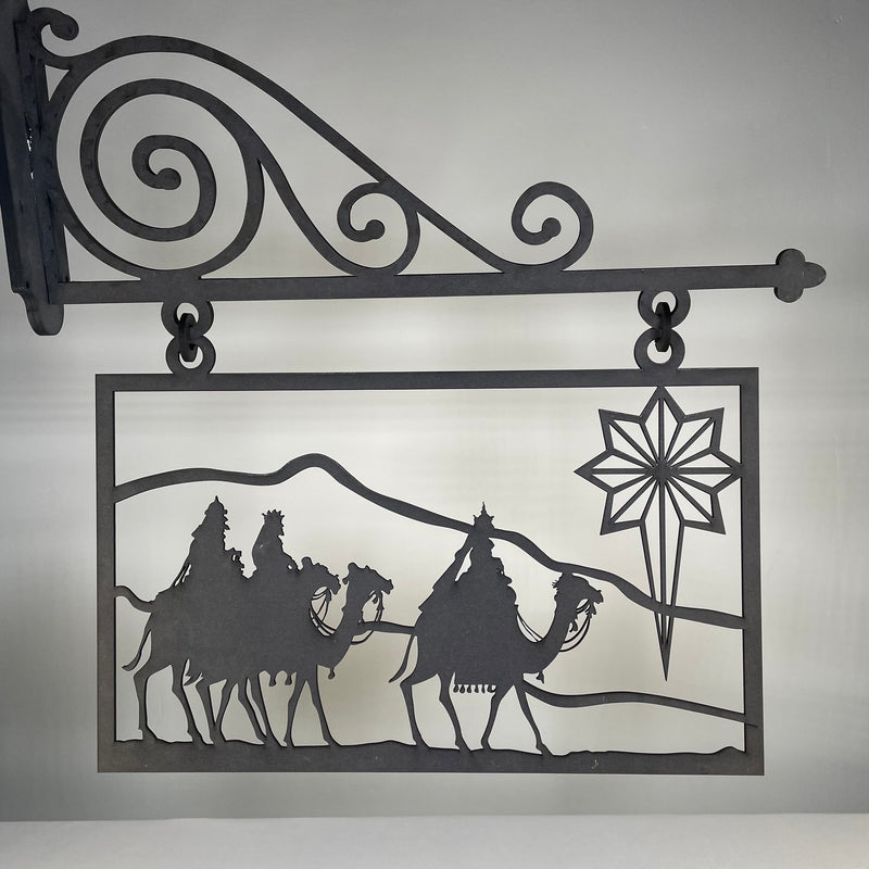 Hanging Nativity Scene Sign - Handmade Ornament