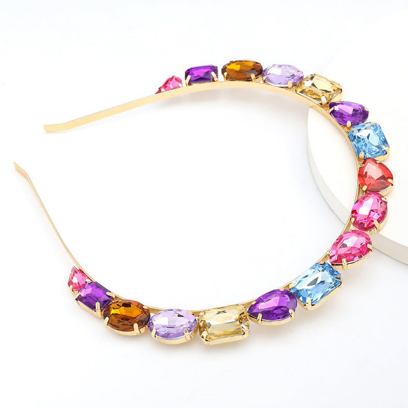 Alloy Rhinestone Headband for Women - Double Row Hair Hoop