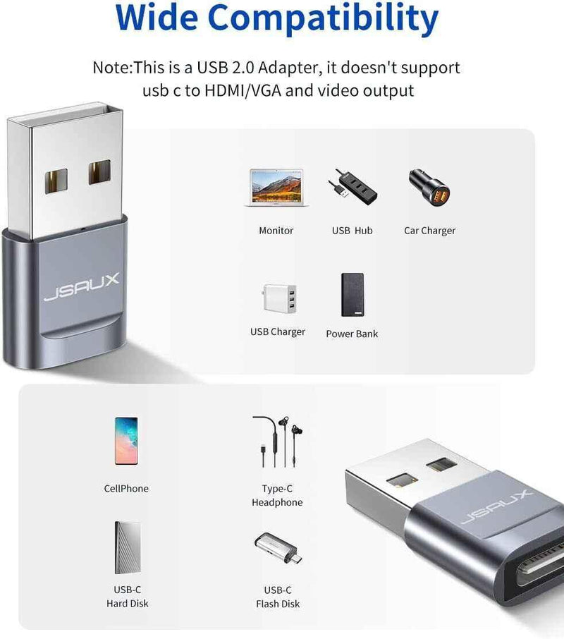 Premium USB Type C Female to USB A Male Adapter Converter Charger - Grey
