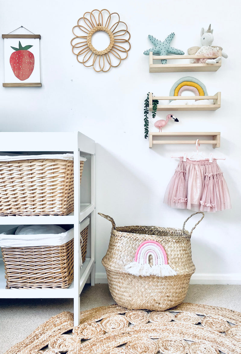Pastel macrame rainbow basket - Extra Large