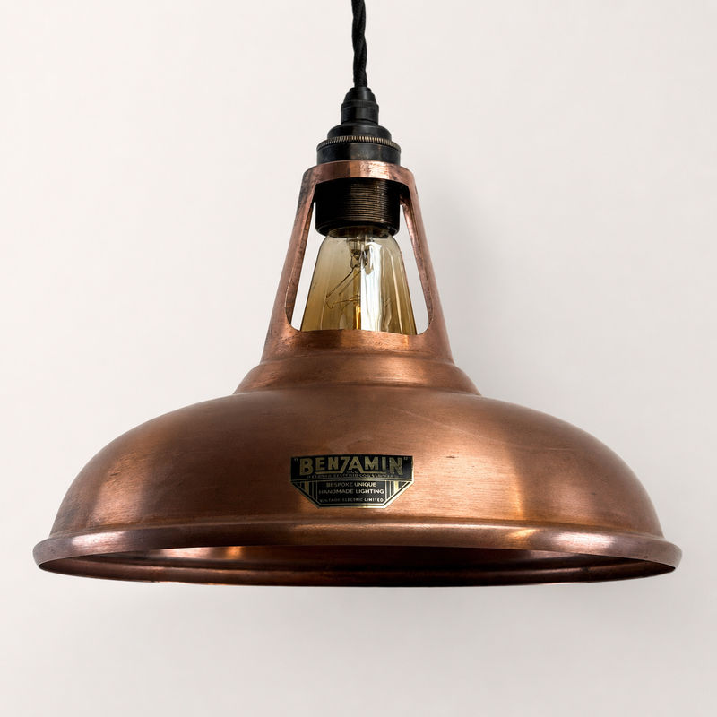 Cawston - Antique Copper Slotted Lampshade Pendant Ceiling Light - 11 Inch
