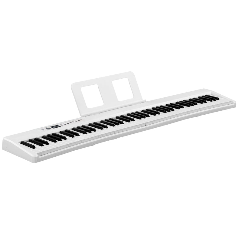 GPPS02-106/Y205 88 Key Folding Piano Semi-Weighted Standard Keyboards Digital Piano with MIDI Bluetooth, Handbag，Headphone，for Piano Lover white color