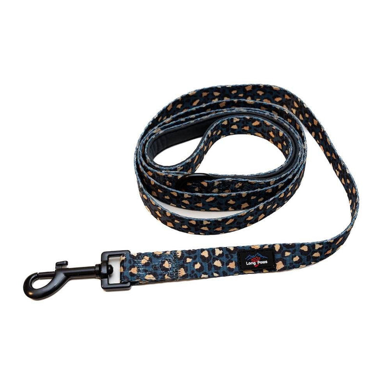 Long Paws - Funk the Dog Lead-Leopard Green & Gold Medium