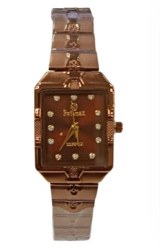 Swismax Ladies Bling Water Resistant Brown Dial Brown Metal Strap Watch