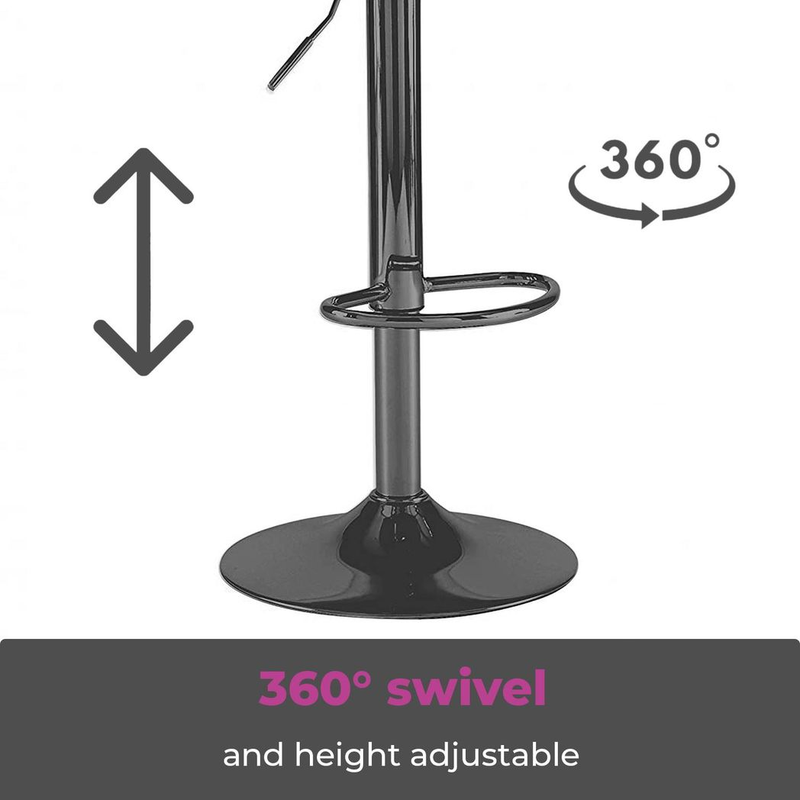 Neo Set of Two Black Leather Bar Stools