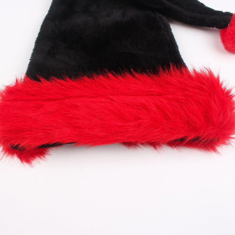 Black Christmas Hat Halloween Plush Hat Thickened Plus-sized Christmas Hat
