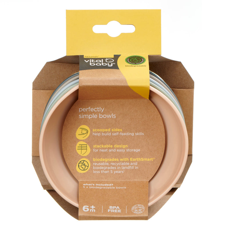 Vital Baby Perfectly Simple Bowls 5 Pack - Natural
