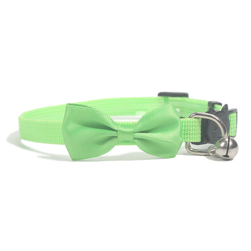 Pet Bow Collar Nylon Ribbon Multi-color Adjustable With Bell Pet Decorations