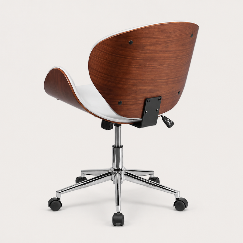 Otis Walnut White Swivel Office Chair