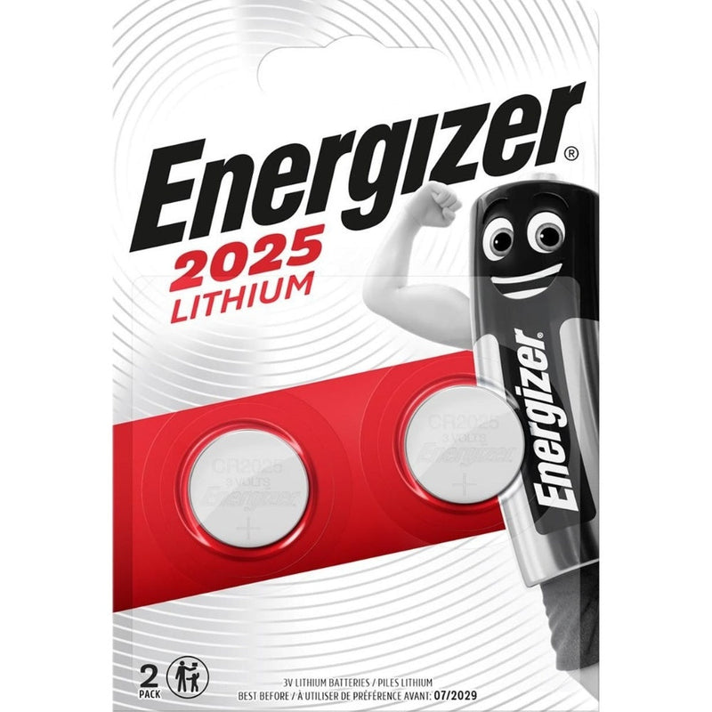 Energizer CR2025 Lithium Coin Cell Batteries - Pack of 2