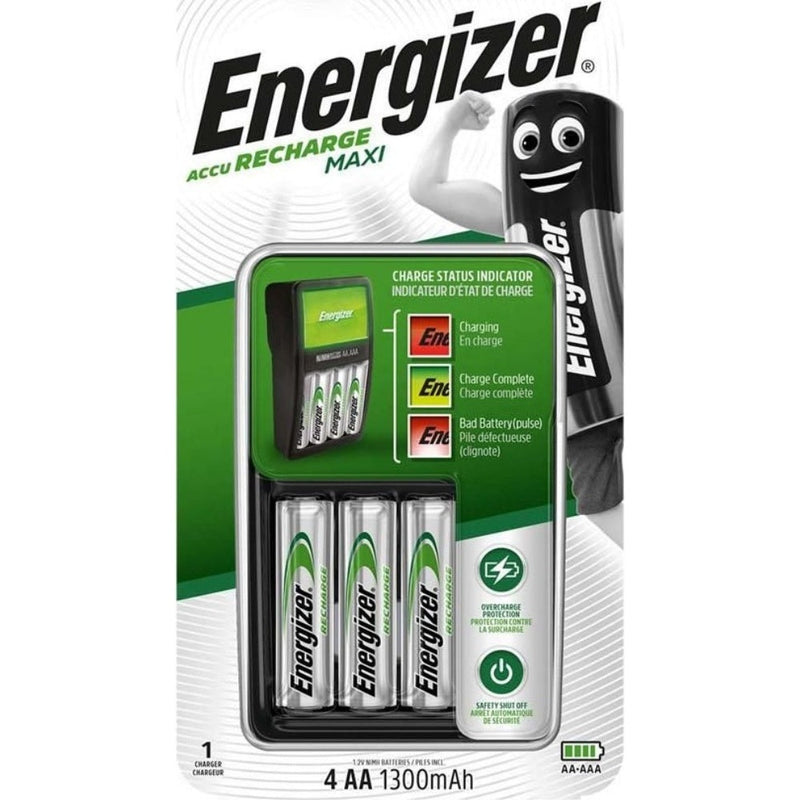 Energizer Maxi Charger with 4x 1300mAh Rechargeable AA Batteries
