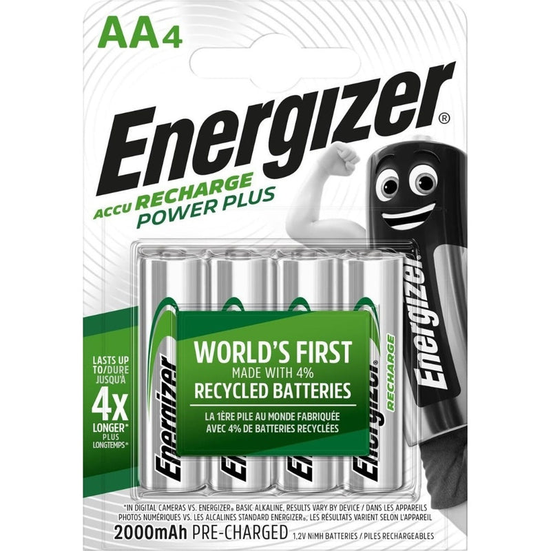 Energizer AA 2000mAh Power Plus Rechargeable Batteries - Pack of 4