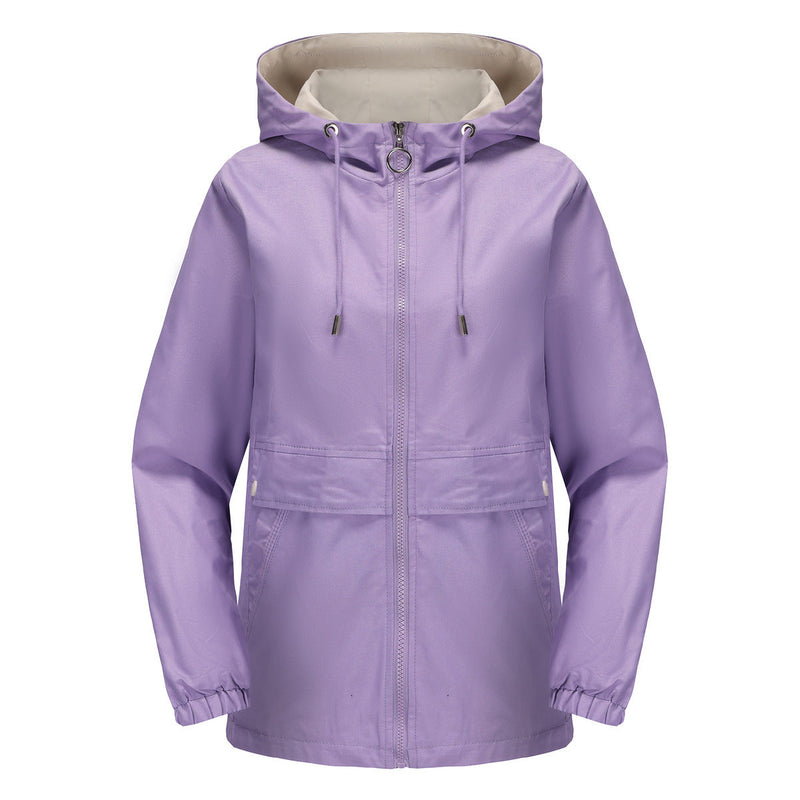 New Hooded Solid Color Trench Coat For Women
