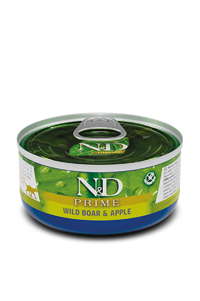 N and D Cat Prime Wild Boar and Apple 70g - Case of 24