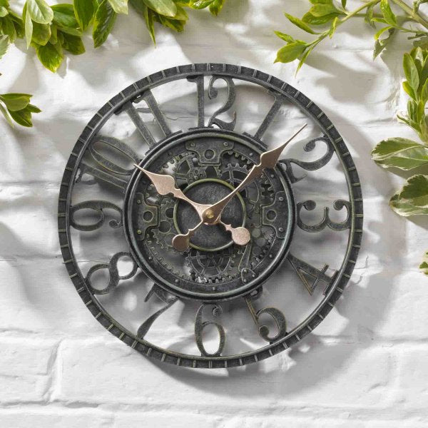 30cm Vintage Verdigris Mechanical Garden Wall Clock