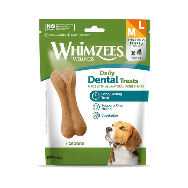 Whimzees Trial Pack Ricebone Medium/Large 4 Pieces - Case of 5