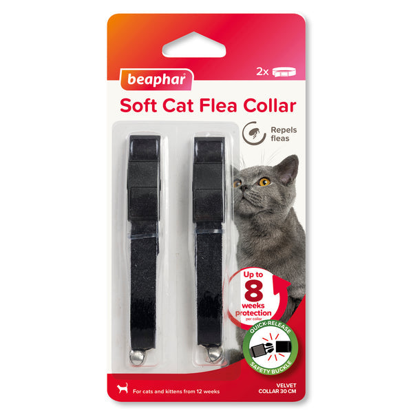 Beaphar Soft Velvet Flea Collar for Cats - Twin Pack 30cm - Case of 12