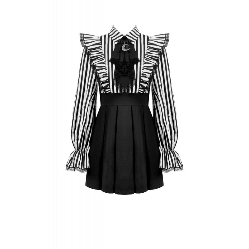 Dark in Love Striped Ruffle Gothic Lolita Dress